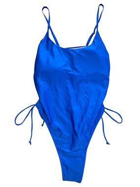 NWOT Blue High Cut Thong Swim One Piece, Size XL